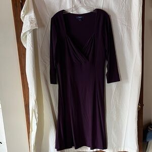 Chaps Deep Purple Long Sleeve Dress
